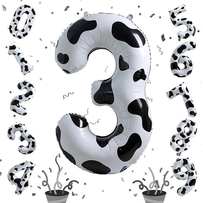 Large Number Balloons 40 Inch, Cow Print Self Inflating 3 Balloons - Image 8