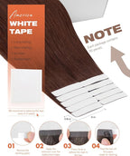 Sunny Hair Tape in Hair Extensions Real Human Hair Invisible Remy Hair Extensions Tape ins for Women Auburn Brown 24 inch 20Pcs 50G