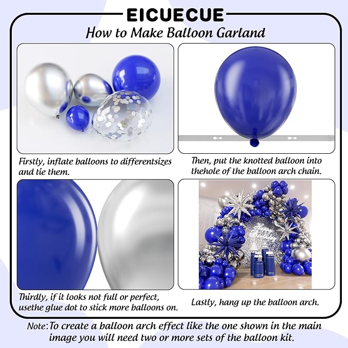Blue and Silver Balloons Garland Arch Kit - Image 3