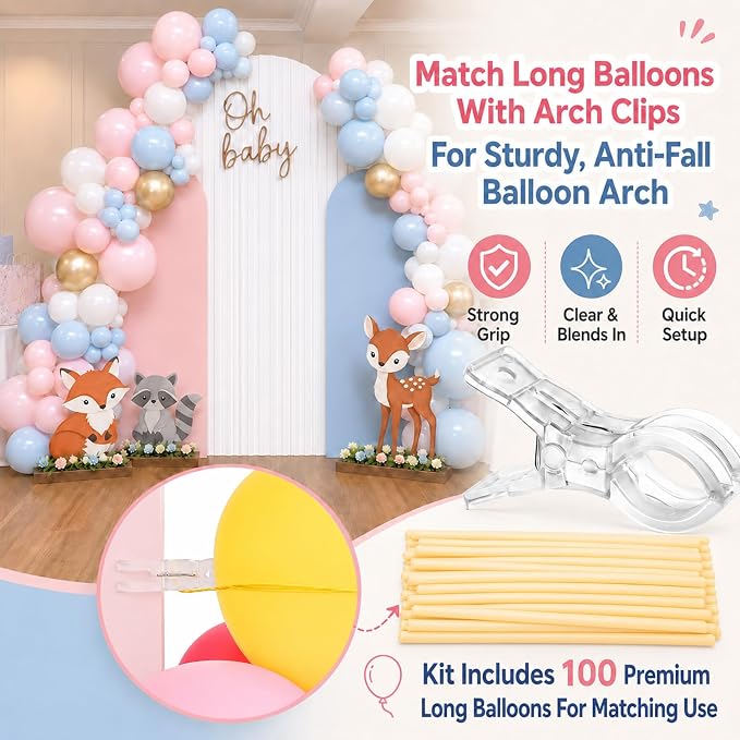 10 Pack Balloon Arch Clips, 3.5 Inch Clear Clamps - Image 2