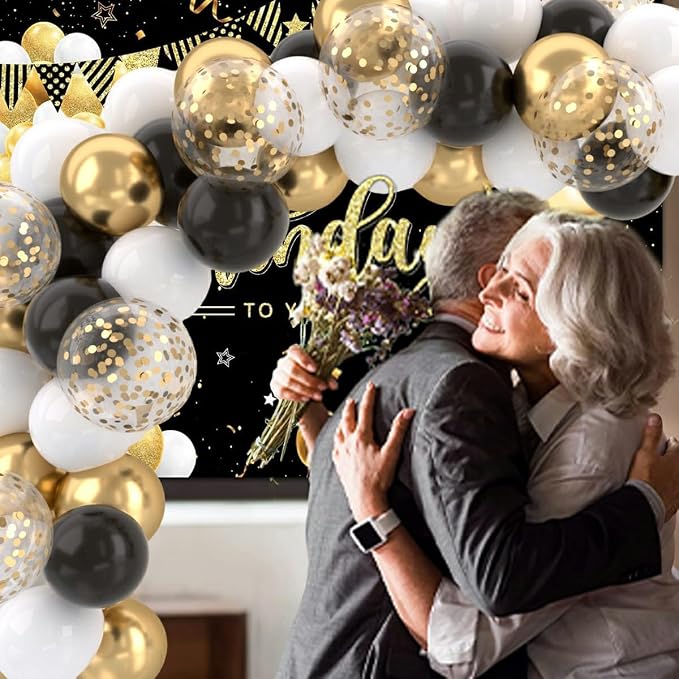 Patimate Black Gold Confetti Balloons Set - Image 5