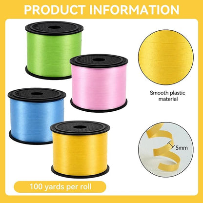 TONIFUL Yellow Pink Green Blue Curling Ribbon Balloon String Gift Wrapping | - Image 2