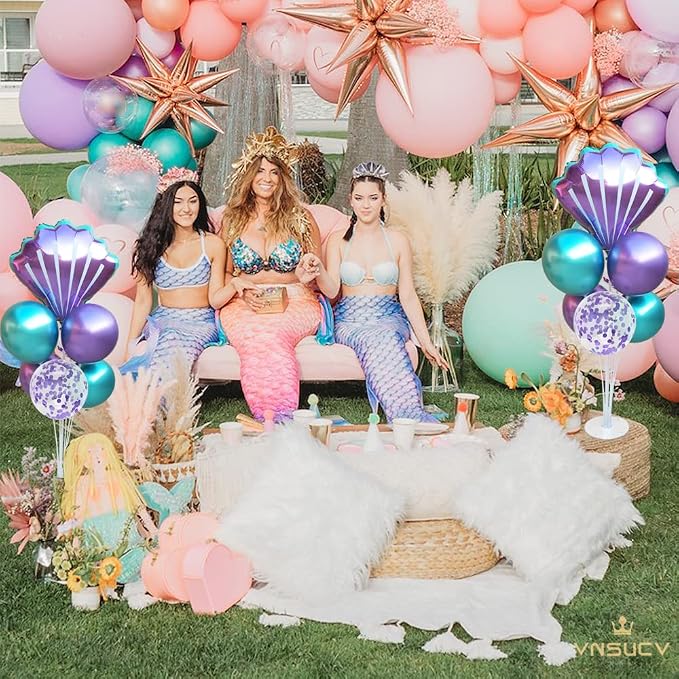 Mermaid Table Centerpiece Balloons Stand Kit 2 Sets - Image 6