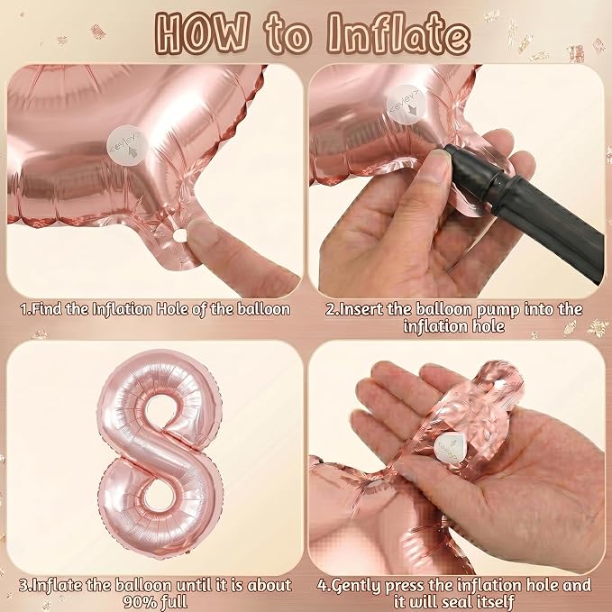 Rose Gold Number 8 Balloon 40 Inch, Blush Foil - Image 5