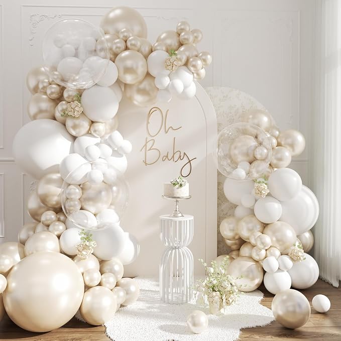 White Balloon Arch Kit for Wedding Bridal Shower Baby Shower Decorations | by CROSSFINGERS