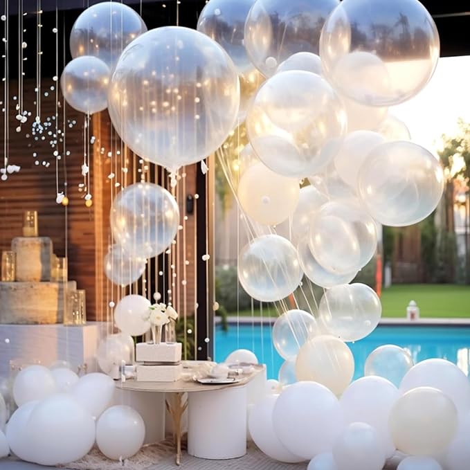 RUBFAC 135pcs Clear Balloons, Latex Transparent Balloon Different Sizes 18 12 - Image 6