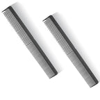 PERFEHAIR 2-Pack Professional Round Tooth Hair Cutting Comb - 8.6 Inch, Black Carbon Fiber Anti-Static & Heat Resistant, Durable Barber Combs with Fine & Wide Tooth for Precise Haircut for Men & Women