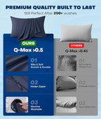 Ultra-Chill Cooling Pillowcase Set of 2 for Hot Sleepers, Softer Than Silk Pillow Cases for Protecting Hair & Skin, Breathable Bed Pillow Covers w/Zipper, Gifts for Women & Men (Navy Blue, King)