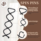 20PCS Spiral Hair Pins, Spin Pins Spiral Bobby Pins for Girls, Women and Kids, Non-Scratch Round Clip & Bun Twist, Stylish Bun Bobby Pins, Premium Spin Pins for Hair, Black