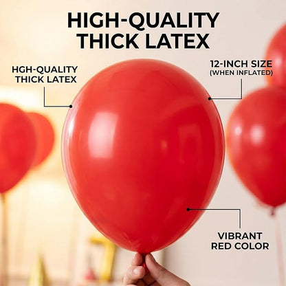 50pcs 12 Inch Vibrant Red Latex Balloons | Premium Red Balloons - Image 4