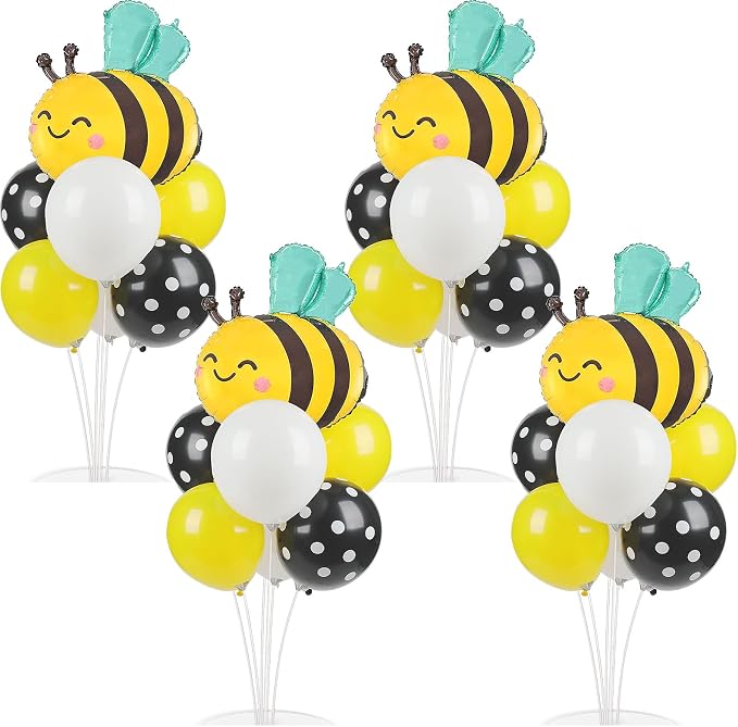 4 Sets Bee Baby Shower Party Balloons Stand Kit by Naozinebi