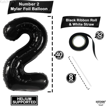 KatchOn Black Number 2 Balloon 40 Inch 2nd Birthday Decorations - Image 4