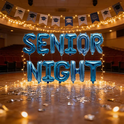 2 Set 22Pcs Blue SENIOR NIGHT Letter Balloons 16in Balloon Foil Letter - Image 5