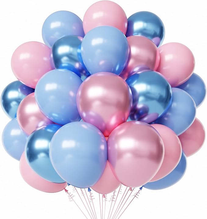 Pink and Blue Latex Balloons, Gender Reveal, Birthday Party Decorations by PATYDECRO