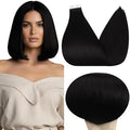 Full Shine Black Tape in Hair Extensions Human Hair 12 Inch Color 1 Jet Black Invisible Hair Extensions Tape in Double Sided Tape 20 Pcs Soft Remy Real Human Hair Skin Weft 30G for Women