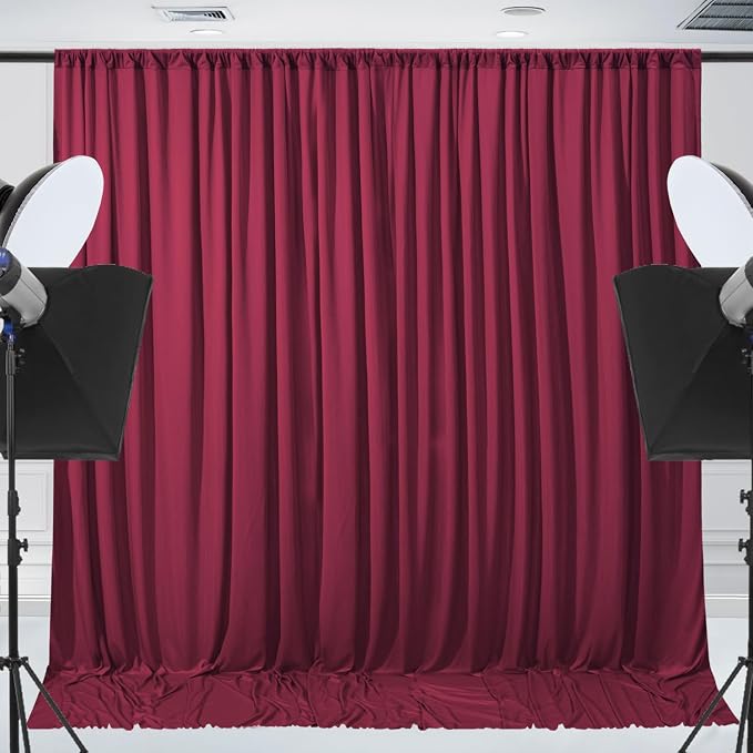ESGOTBME 10x10ft Wrinkle Free ‌Burgundy Backdrop Curtain - Image 7