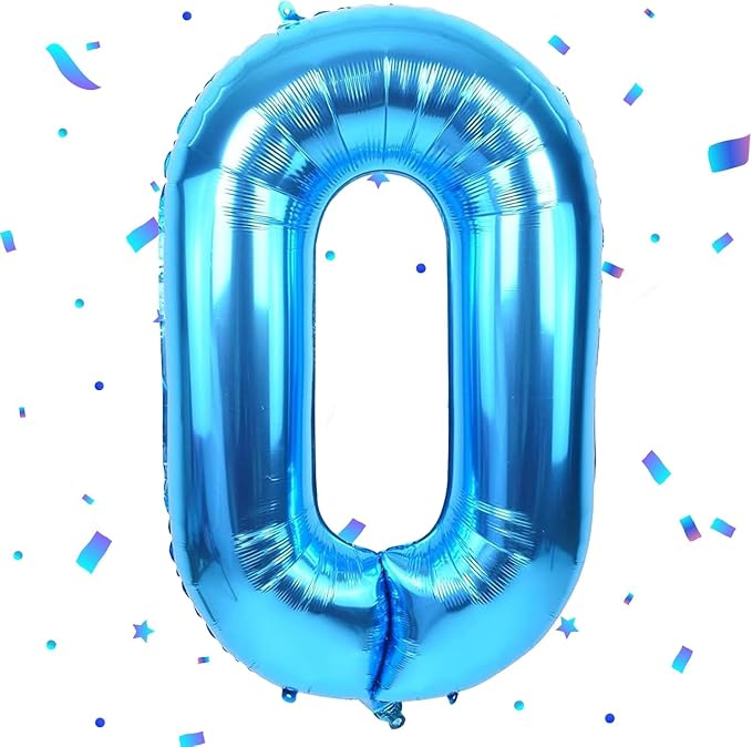 40 inch Blue Number Balloon Giant Foil Helium Balloons Blue Number 0 Balloon by Yeodong