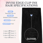 DOORES Hair Extensions Real Human Clip in 14 inch 120g 7pcs Invisi Edge, Seamless Clip in Hair Extensions Invisible Clipins Virgin Injected Skin Weft, 1 Jet Black