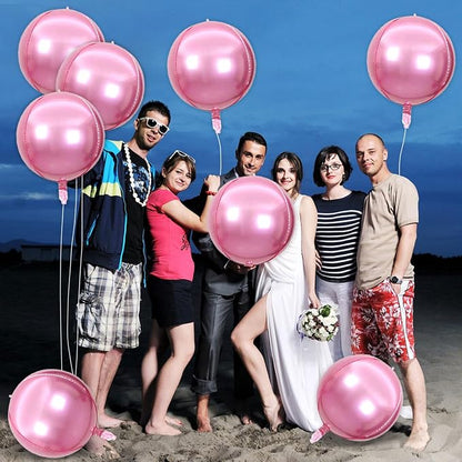 8 Pcs Pink Round Foil Balloons, 22 Inch, 4D Pink Mylar Orbz Round Balloons - Image 2