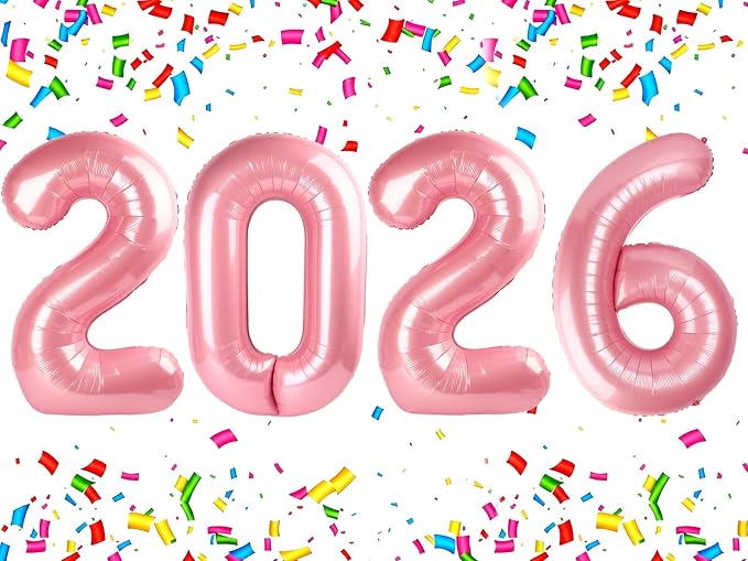 2026 Pearlescent Pink Number Balloons 40 Inch, Pearlescent Pink Party by Upgesy
