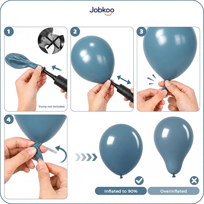 Jobkoo Slate Blue Balloons 12 Inch, Dusty Dark Teal Blue Latex Balloon | Matte - Image 5