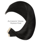 Wennalife Tape in Hair Extensions Human Hair, 40pcs 60g 10 inch Natural Black Real Straight Invisible Reusable