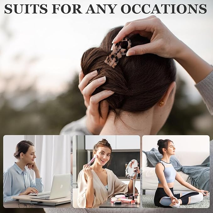 Sunolga 6pcs Prestige French Hair Pins for Women, 4.38" Large, Serrated Anti-Slip Design, Curved Shape for Better Head Fit, Coquette Elegant Hair Accessories for Updos, Chignon, Bun Hairstyles