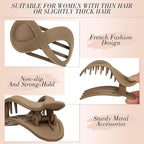 Obeoby 8 PCS Flat Claw Clips for Women, 2 Types French Flat Hair Clips for Medium Hair Volume Barrettes Medium Large (Neutral)