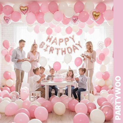 PartyWoo Pink and White Balloons 66pcs Metallic Pearl Pink White Balloons | - Image 8