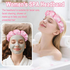 Zkptops Spa Headband for Washing Face Wristband Set Sponge Makeup Skincare Velvet Fabric Bubble Soft Get Ready Hairbands for Women Puffy Headwear Non Slip Thick Thin Hair Accessory (Pink Nuts)