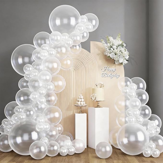 RUBFAC 135pcs Clear Balloons, Latex Transparent Balloon Different Sizes 18 12 by RUBFAC