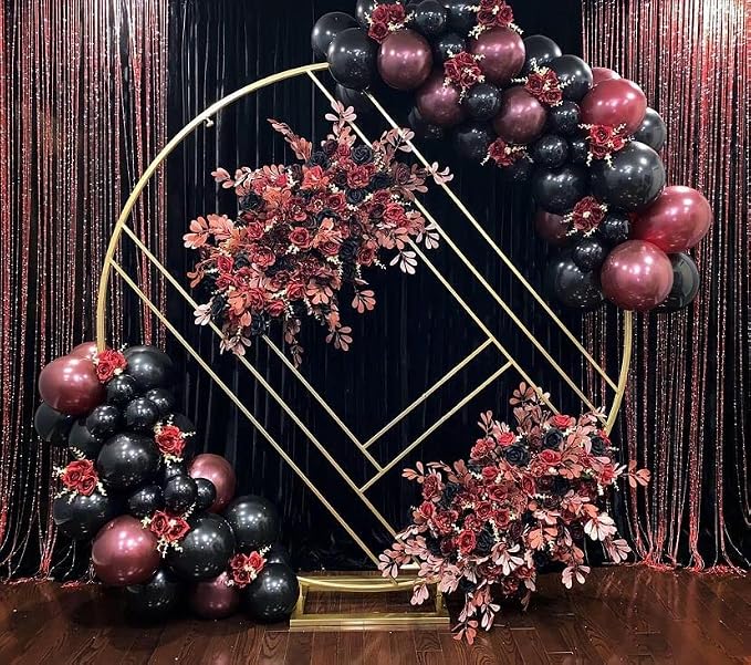 Balloons Burgundy Black Silver, Wine Red Black Party Balloon Maroon Metallic - Image 7