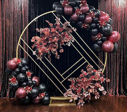 Balloons Burgundy Black Silver, Wine Red Black Party Balloon Maroon Metallic - Image 7