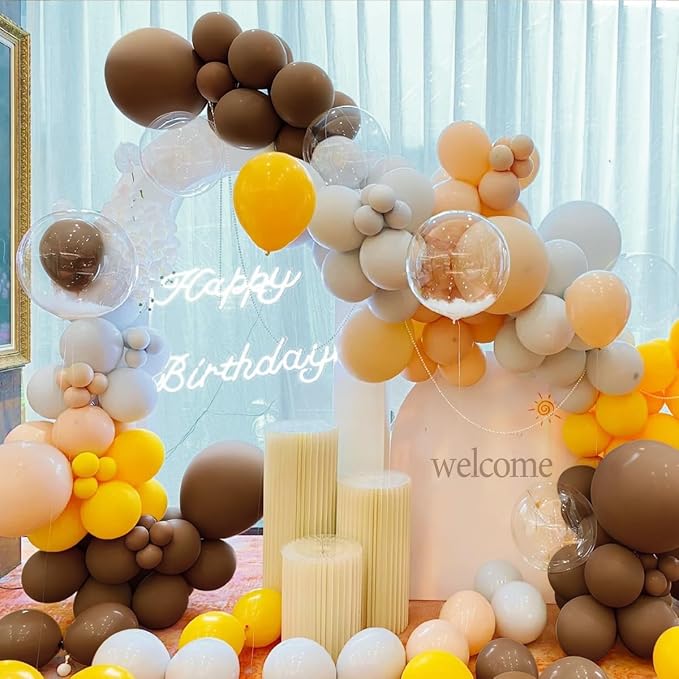 MEBAY Yellow Brown White Balloon Garland Arch Kit - Image 6