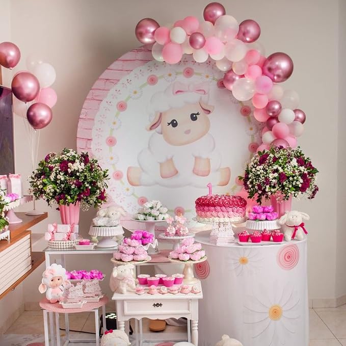 Pink White Balloons Garland Arch Kit 104 PCS Metallic Pink Gold Confetti Latex - Image 7