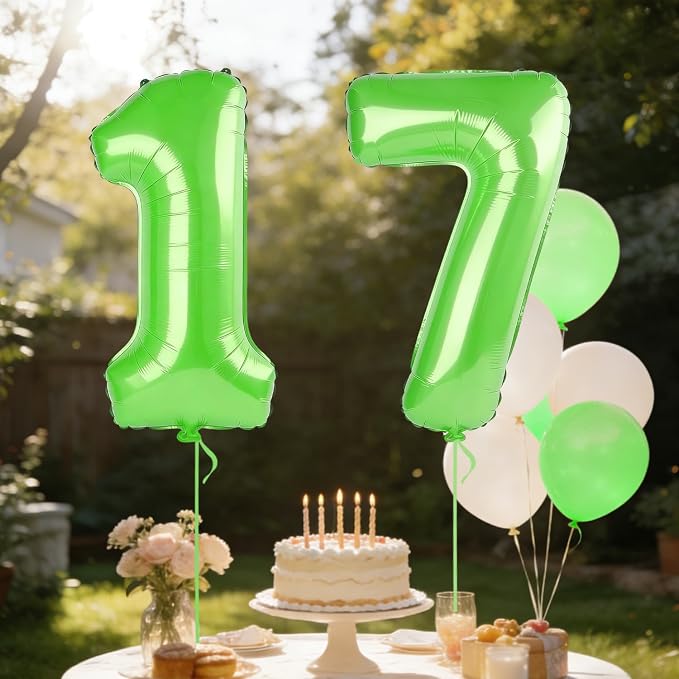 40 Inch Number 17 Balloons for 17th Birthday Party Decorations, 0-100 Fruit - Image 3