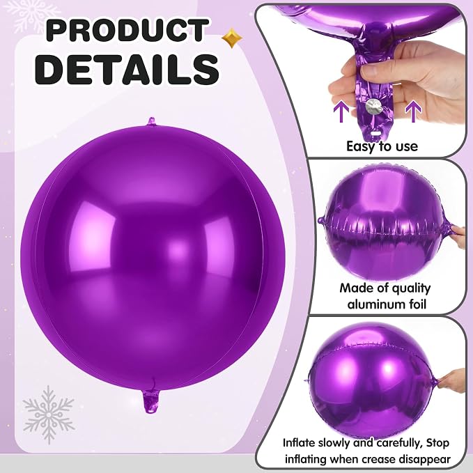 Jenaai 30 Set Black and Purple Foil Balloons Bulk 22 Inch 4d Metallic - Image 5