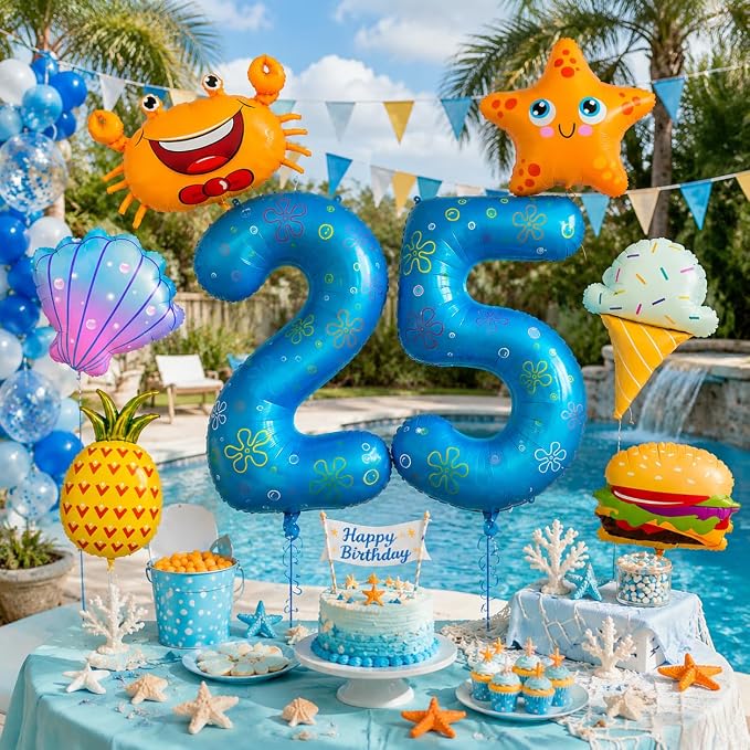 Number 25 DIY Balloon Set 40 Inch Ocean Theme Birthday Decorations - Image 4