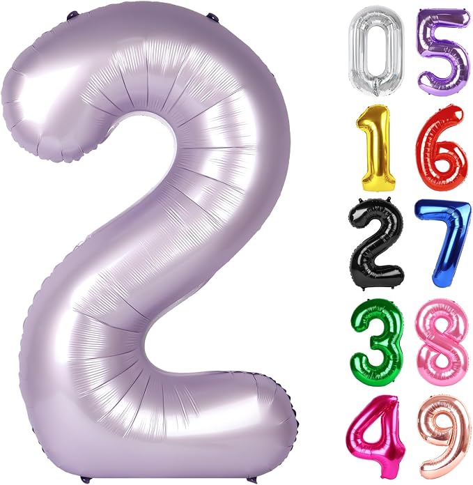 CreamPurple Number 2 Balloon 40 Inch, 2nd Birthday Decorations Men Women | Foil by IWERP