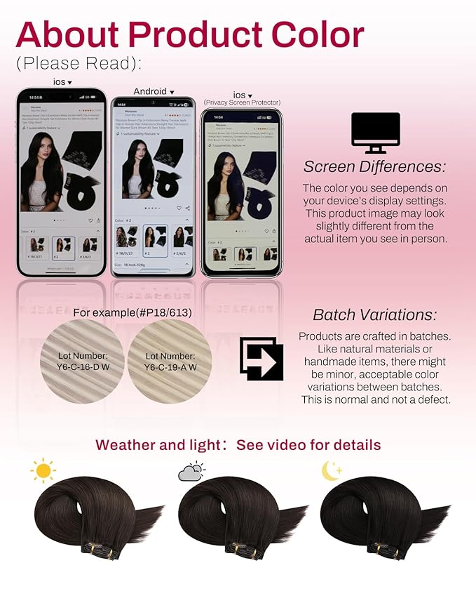 Moresoo Clip in Hair Extensions Dark Brown Hair Extensions Clip ins Real Human Hair Brown Straight 80g/18 inch