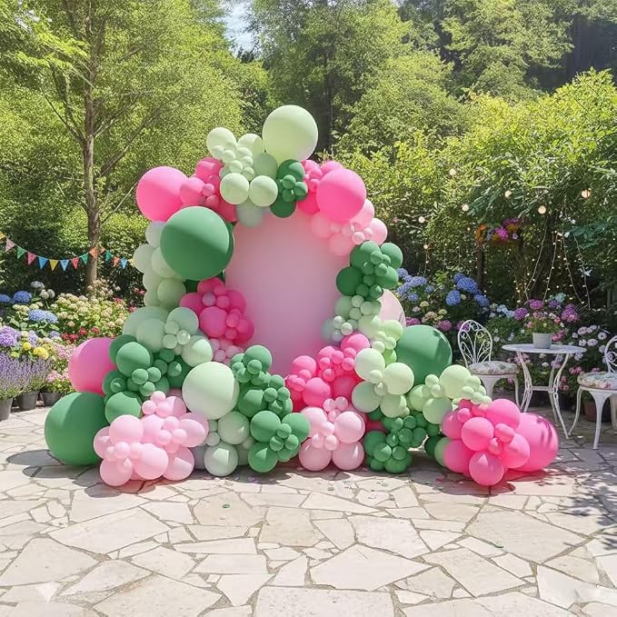 Pink and Green Balloons Garland Arch Kit 183Pcs by Unknown