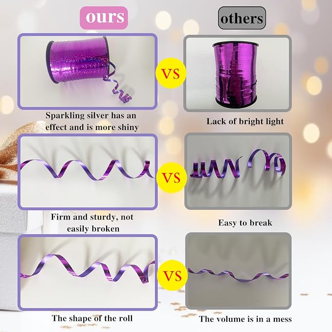 500 Yards Purple Shiny Curling Ribbon - Image 3