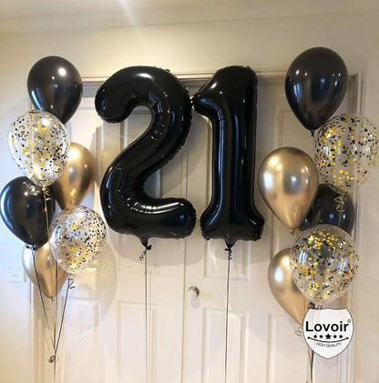 Black 21 Number Balloons, 40 Inch Giant Number 21 Balloons Foil Mylar Helium - Image 4