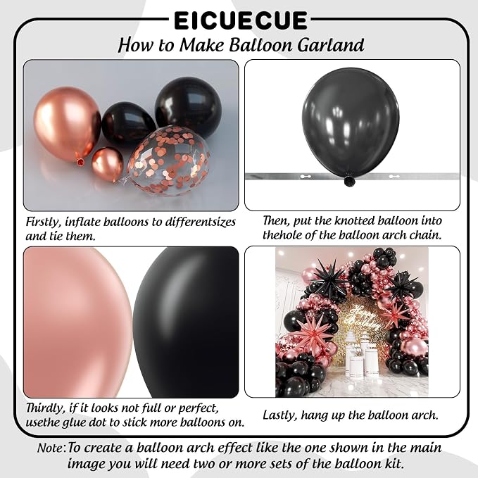 Rose Gold and Black Balloons Garland Arch Kit - Image 3
