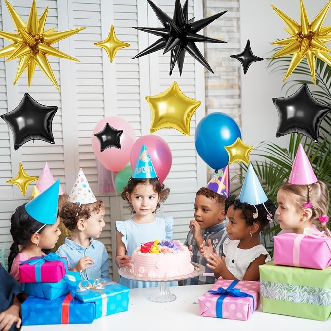 Black Gold Star Balloons, 22/18/10 Inch Foil Balloons, Four-Pointed Balloon - Image 6