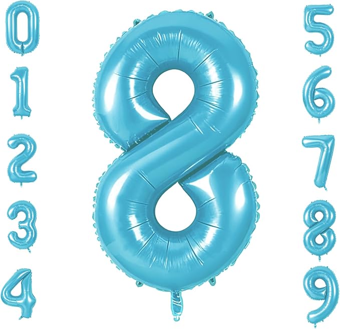 Number 8 Balloons for 8th Birthday Party Decorations, 0-100 Large No.8 Balloons by Joycard