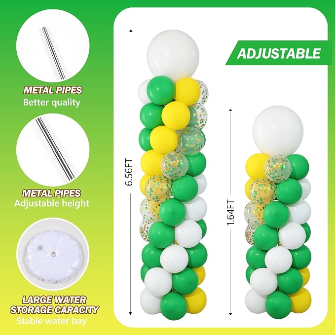 Green Yellow Balloon Column Stand Kit of 2 | 102Pcs Green Yellow White Balloons - Image 4