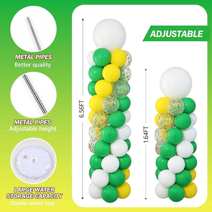 Green Yellow Balloon Column Stand Kit of 2 | 102Pcs Green Yellow White Balloons - Image 4