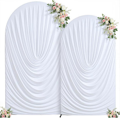 White Wedding Arch Backdrop Cover 7.2ft and 6ft Draped Arch Covers Stretchy - Image 8