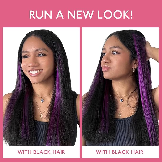 WENNALIFE Purple Clip in Hair Extensions Real Human Hair 35g 6pcs 24 Inch Colored Hair Extensions for Kids Women Colorful Hair Pieces Pop-up Style Straight Extensiones De Cabello Humano Con Clip